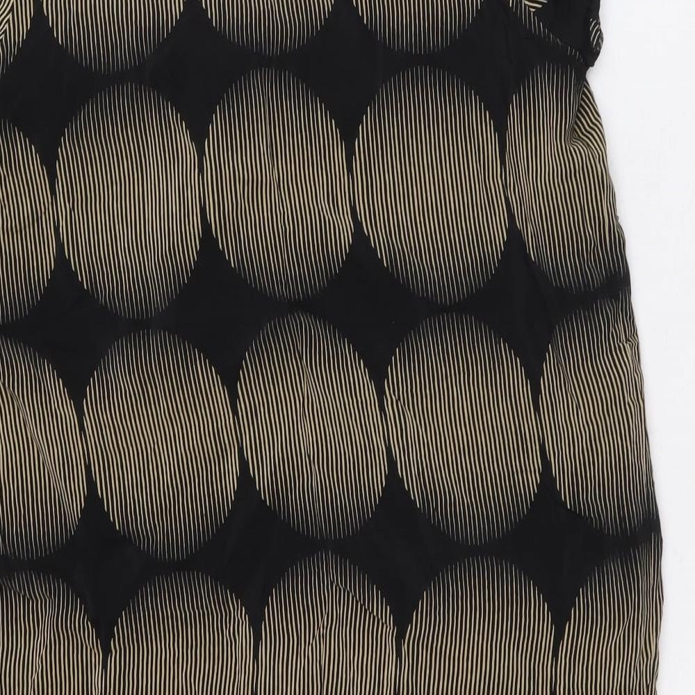 Autograph Womens Black Geometric Silk A-Line Size 10 Round Neck Pullover