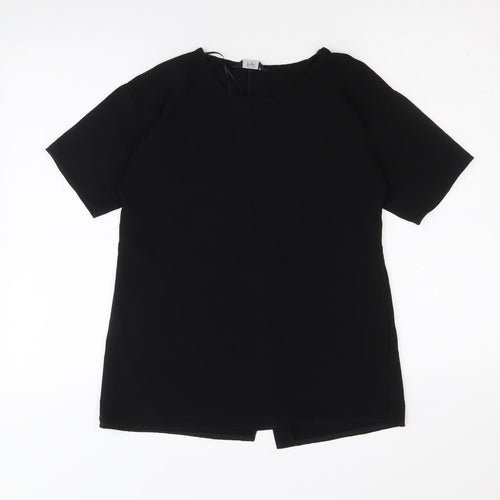 F&F Womens Black Polyester Basic T-Shirt Size 6 Round Neck