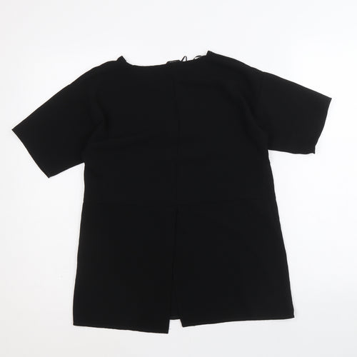 F&F Womens Black Polyester Basic T-Shirt Size 6 Round Neck
