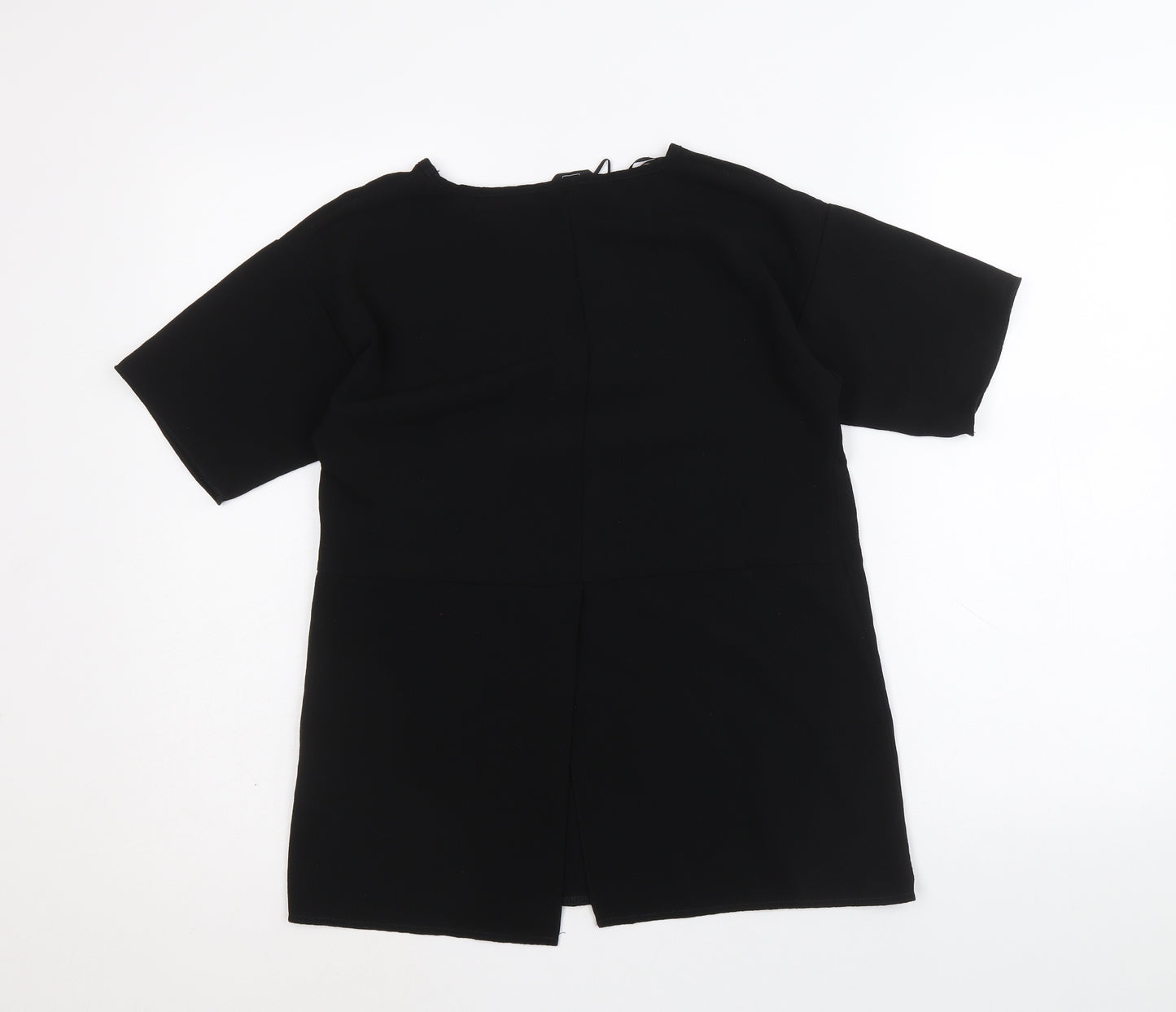F&F Womens Black Polyester Basic T-Shirt Size 6 Round Neck