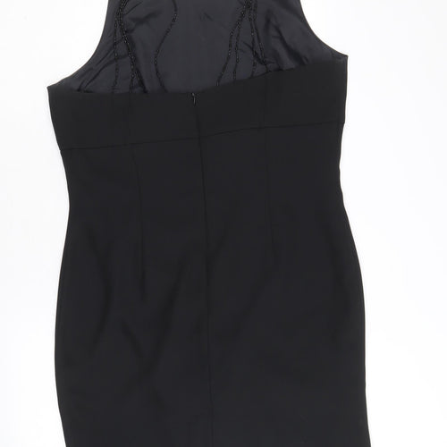 Opera Womens Black Polyester Bodycon Size 16 Square Neck Zip