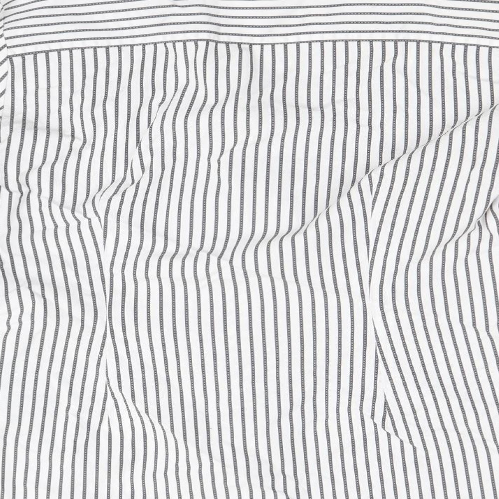 Marks and Spencer Womens White Striped Cotton Basic Button-Up Size 10 Collared