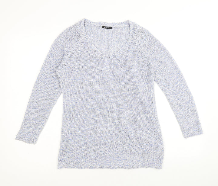 Roman Womens Blue V-Neck Acrylic Pullover Jumper Size 10