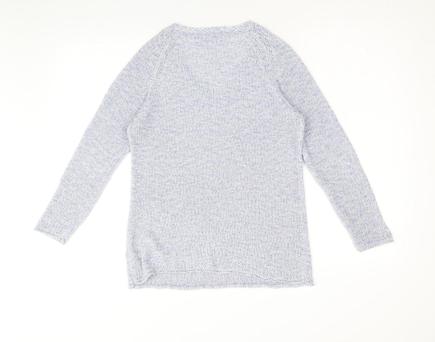 Roman Womens Blue V-Neck Acrylic Pullover Jumper Size 10