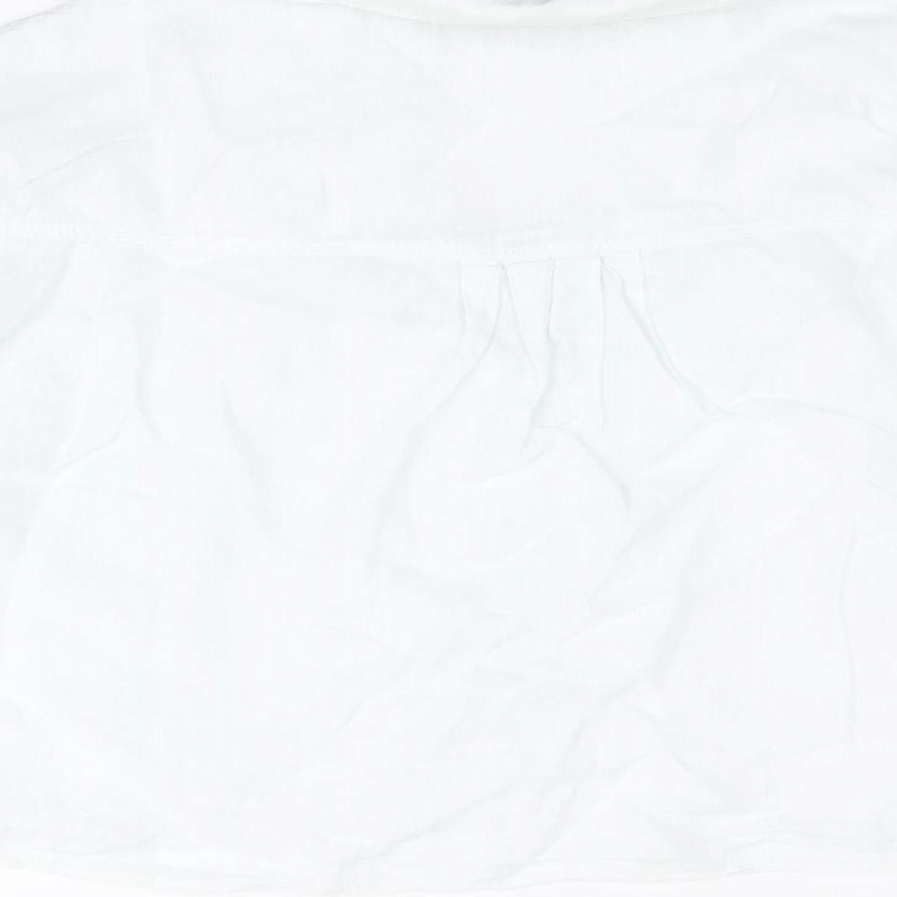 Zara Womens White Linen Cropped Button-Up Size S Collared