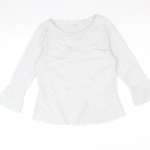 Monsoon Womens Grey Scoop Neck Viscose Pullover Jumper Size 12