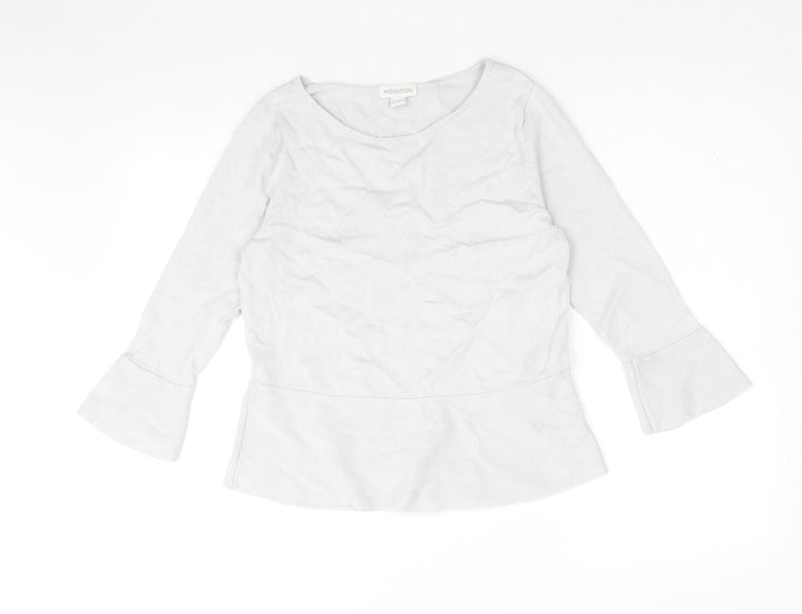 Monsoon Womens Grey Scoop Neck Viscose Pullover Jumper Size 12