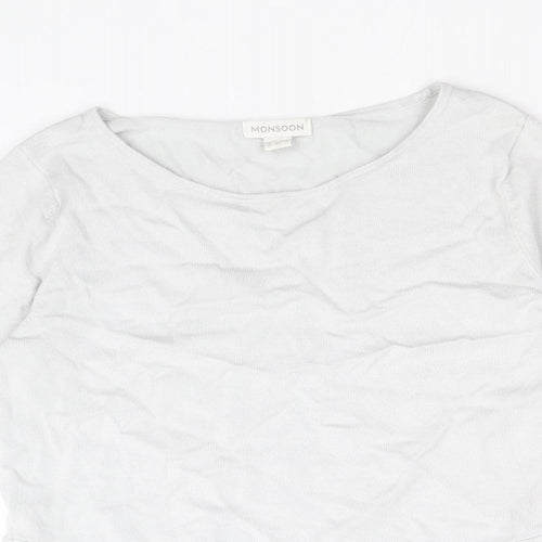 Monsoon Womens Grey Scoop Neck Viscose Pullover Jumper Size 12