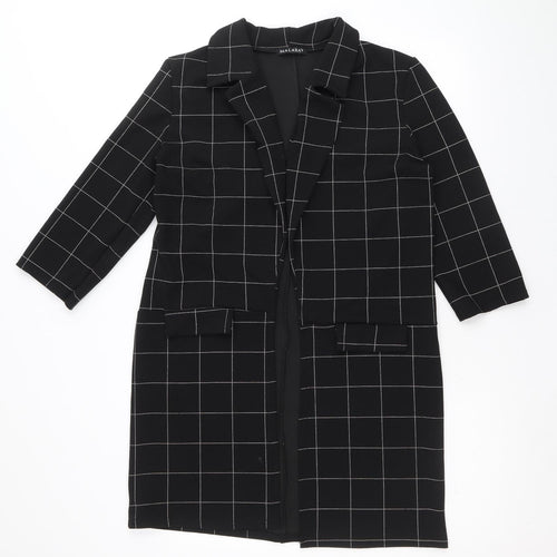 Malabay Womens Black Striped Overcoat Coat Size 14