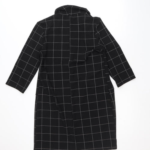 Malabay Womens Black Striped Overcoat Coat Size 14