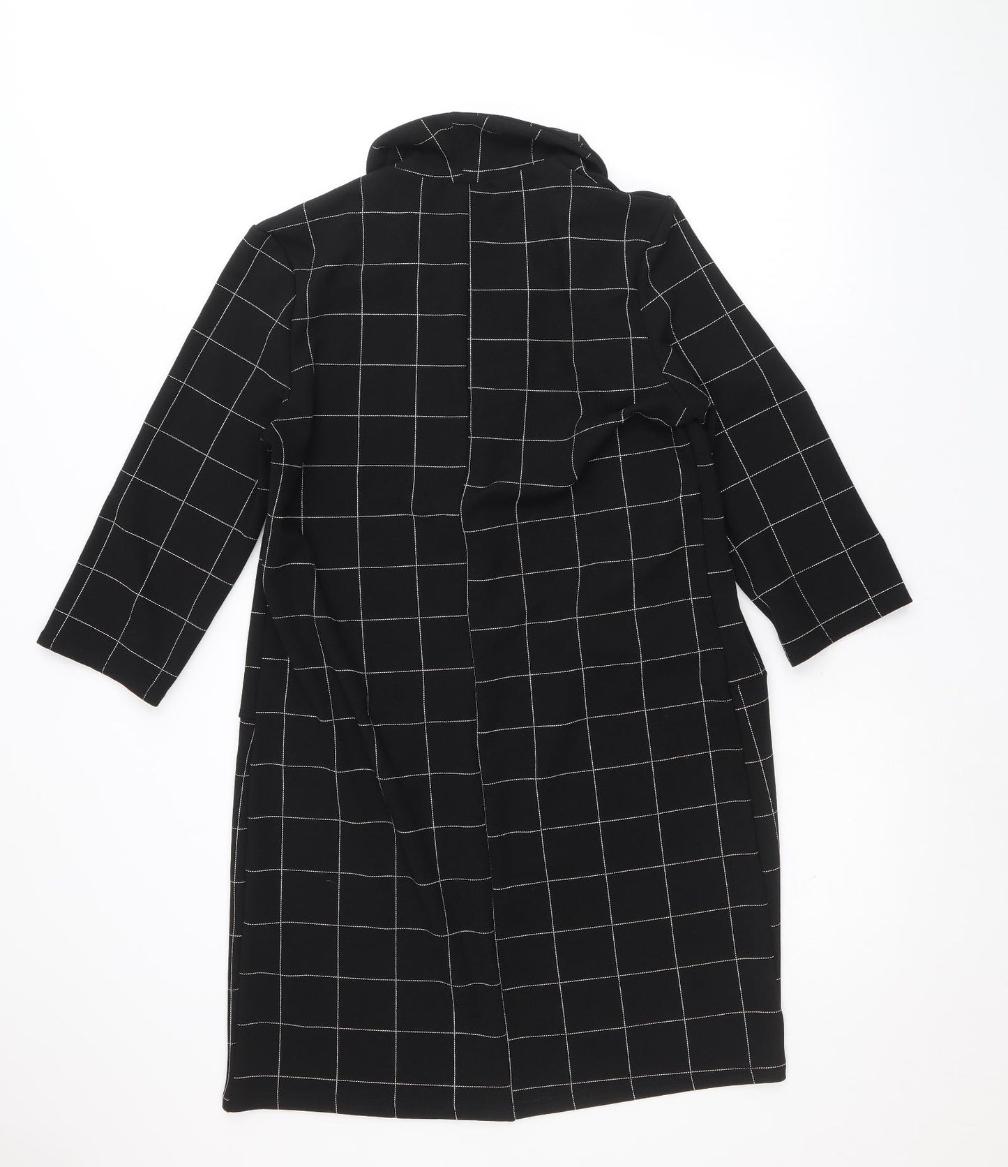 Malabay Womens Black Striped Overcoat Coat Size 14