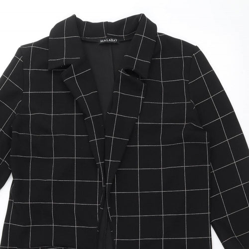 Malabay Womens Black Striped Overcoat Coat Size 14