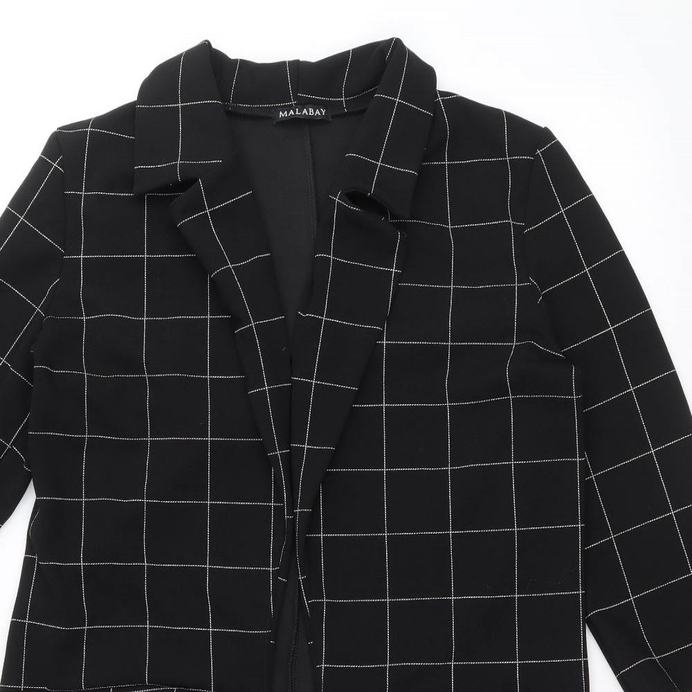 Malabay Womens Black Striped Overcoat Coat Size 14