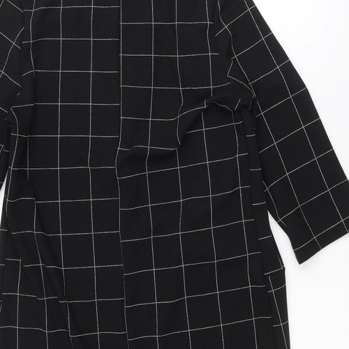 Malabay Womens Black Striped Overcoat Coat Size 14