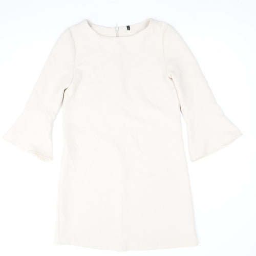 Stile Benetton Womens Beige Polyester A-Line Size XS Round Neck Zip