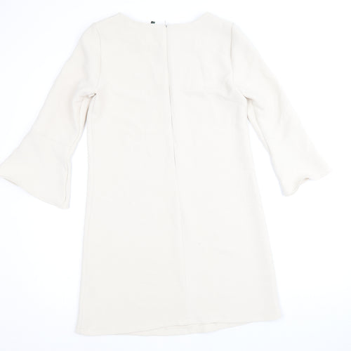 Stile Benetton Womens Beige Polyester A-Line Size XS Round Neck Zip
