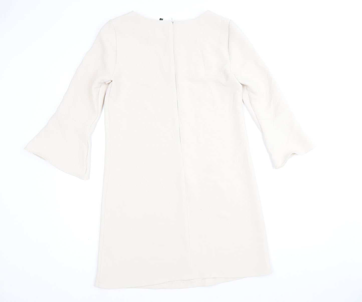 Stile Benetton Womens Beige Polyester A-Line Size XS Round Neck Zip