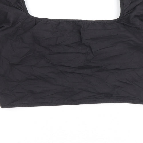 Nasty Gal Womens Black 100% Cotton Cropped Blouse Size 10 Square Neck