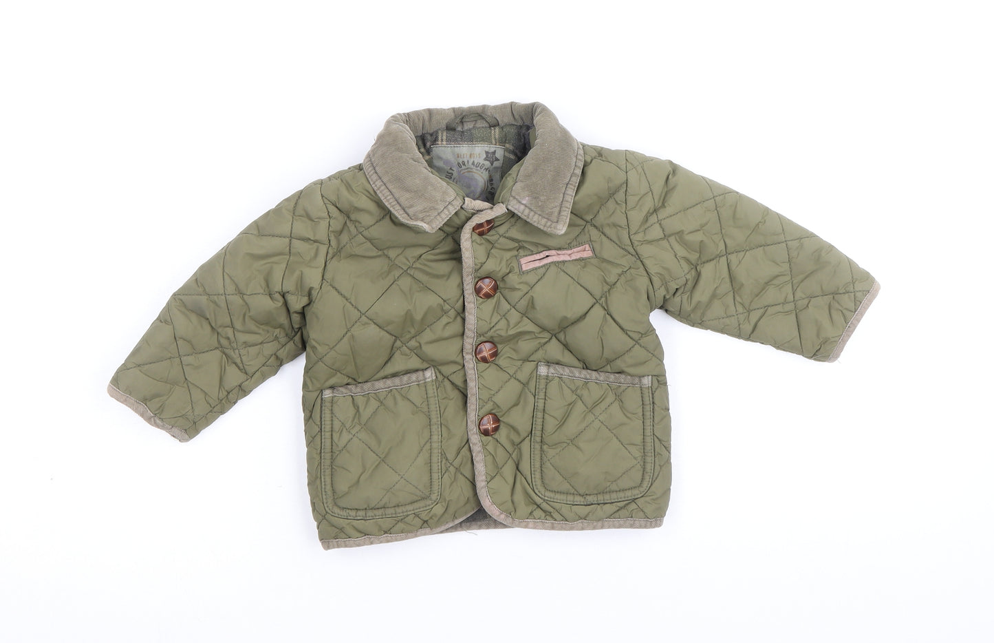 NEXT Boys Green Quilted Coat Size 9-12 Months Snap
