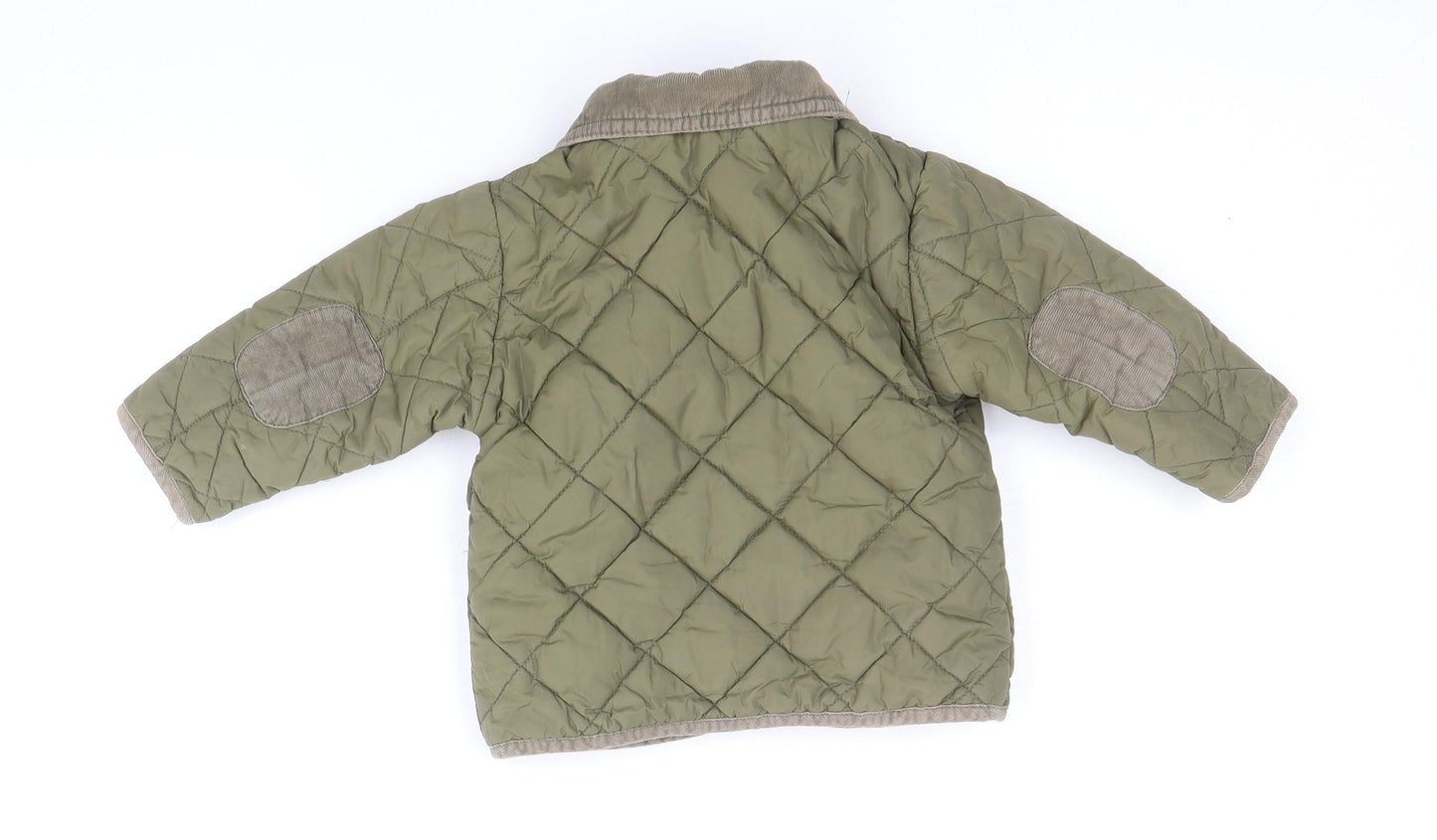 NEXT Boys Green Quilted Coat Size 9-12 Months Snap