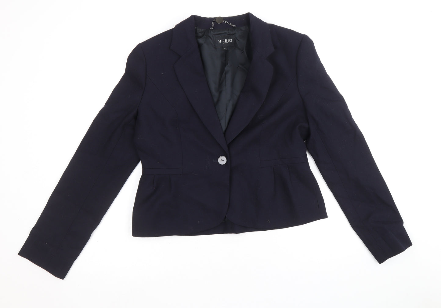 Hobbs Womens Blue Wool Jacket Suit Jacket Size 12 - Cropped