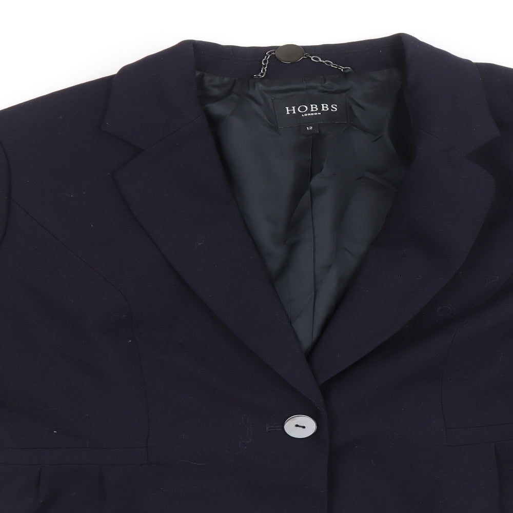 Hobbs Womens Blue Wool Jacket Suit Jacket Size 12 - Cropped