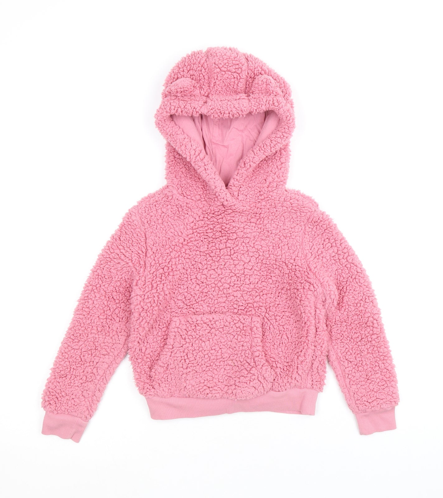 Marks and Spencer Girls Pink Polyester Pullover Hoodie Size 5-6 Years Pullover
