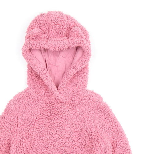 Marks and Spencer Girls Pink Polyester Pullover Hoodie Size 5-6 Years Pullover