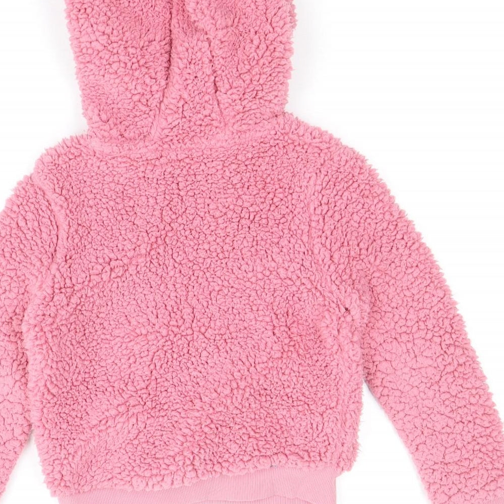 Marks and Spencer Girls Pink Polyester Pullover Hoodie Size 5-6 Years Pullover