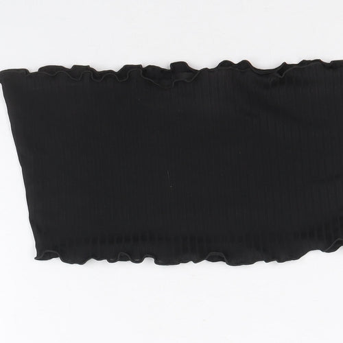 PRETTYLITTLETHING Womens Black Polyester Cropped Blouse Size 8 Square Neck - Boob Tube