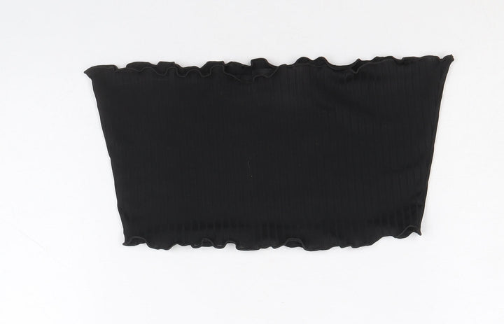 PRETTYLITTLETHING Womens Black Polyester Cropped Blouse Size 8 Square Neck - Boob Tube