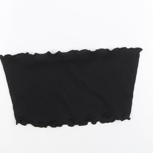 PRETTYLITTLETHING Womens Black Polyester Cropped Blouse Size 8 Square Neck - Boob Tube
