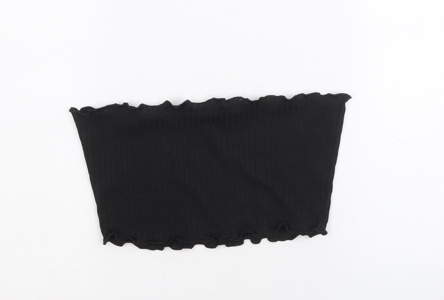 PRETTYLITTLETHING Womens Black Polyester Cropped Blouse Size 8 Square Neck - Boob Tube