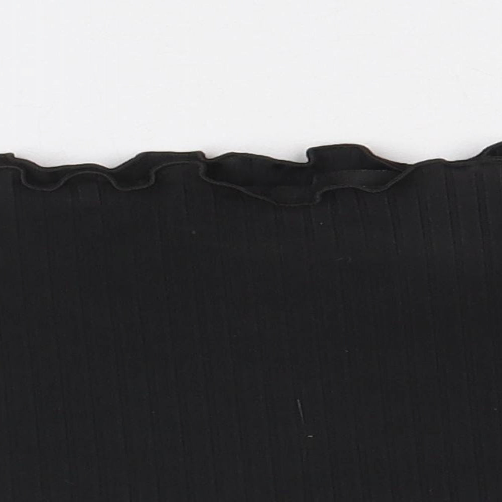PRETTYLITTLETHING Womens Black Polyester Cropped Blouse Size 8 Square Neck - Boob Tube