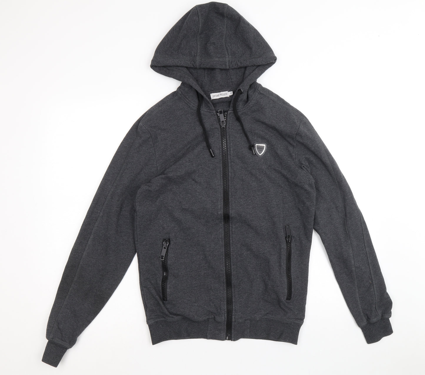 Antony Mortato Mens Grey Cotton Full Zip Hoodie Size M