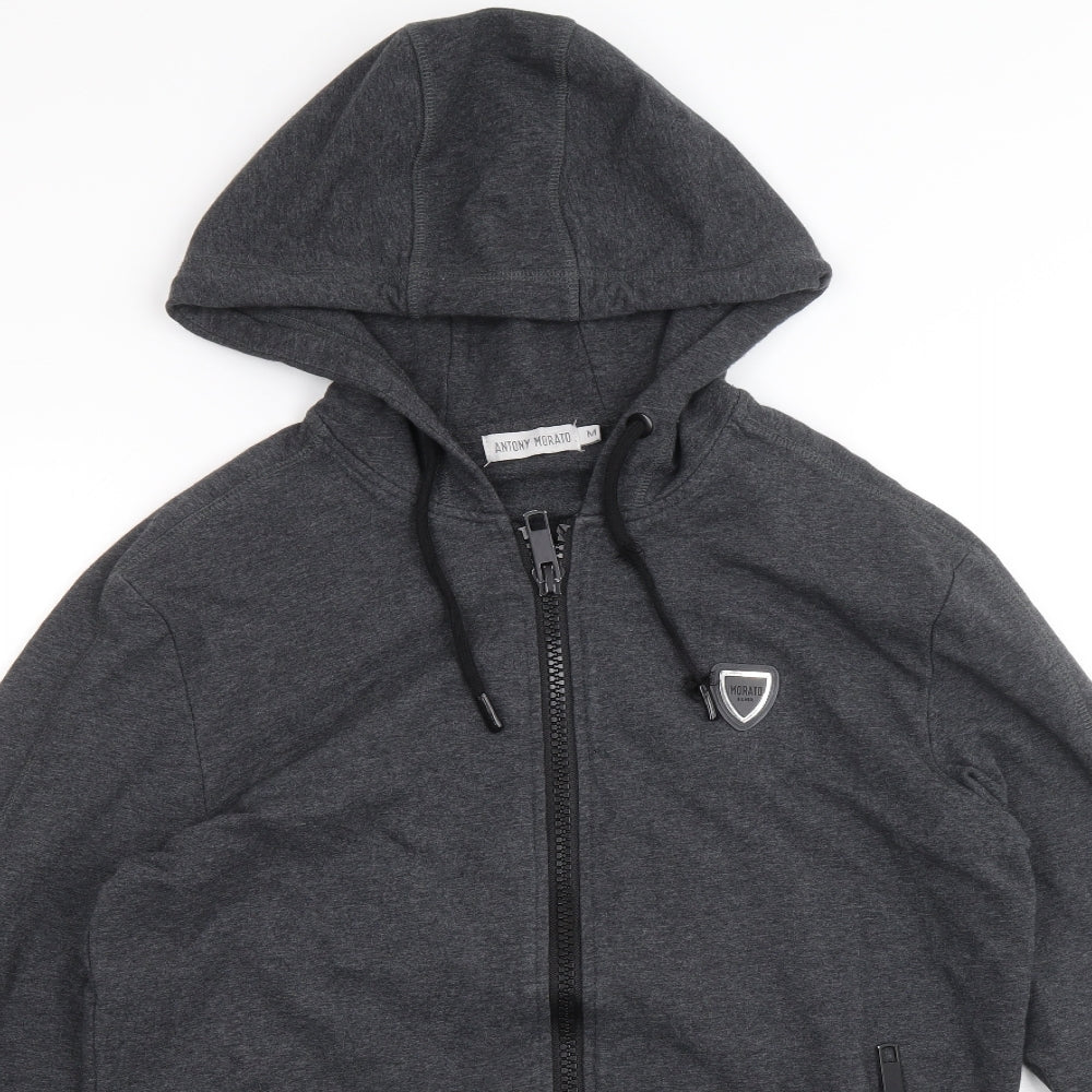 Antony Mortato Mens Grey Cotton Full Zip Hoodie Size M