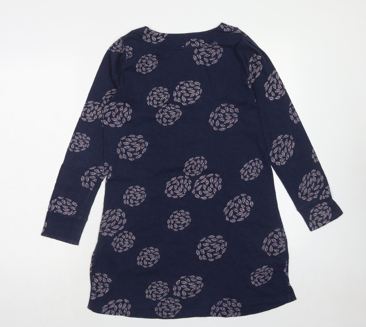 White Stuff Womens Blue Geometric Cotton A-Line Size 10 V-Neck Pullover