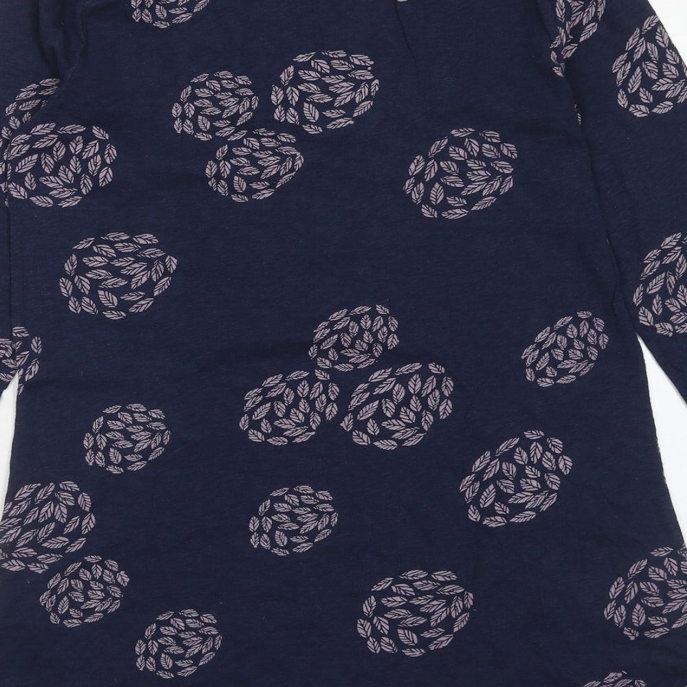 White Stuff Womens Blue Geometric Cotton A-Line Size 10 V-Neck Pullover