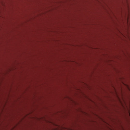 Peacocks Womens Red Viscose Basic Blouse Size 14 Round Neck - Knot Front
