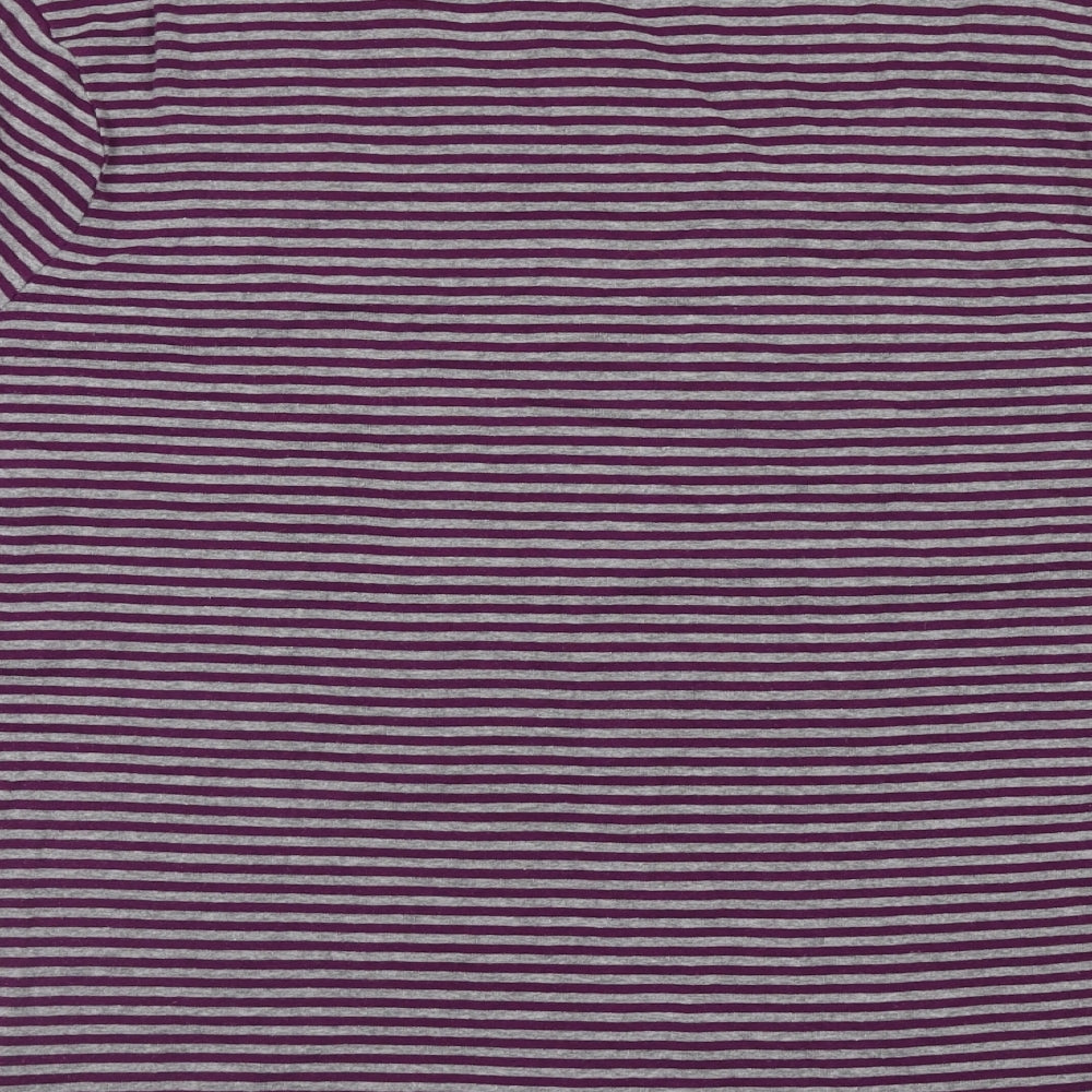 TU Womens Purple Striped Cotton Basic T-Shirt Size 24 V-Neck