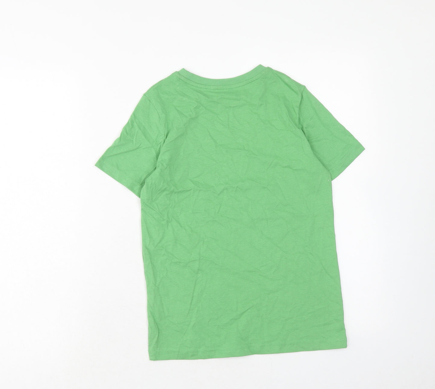 Marks and Spencer Boys Green Cotton Basic T-Shirt Size 9-10 Years Round Neck Pullover - Game Mode