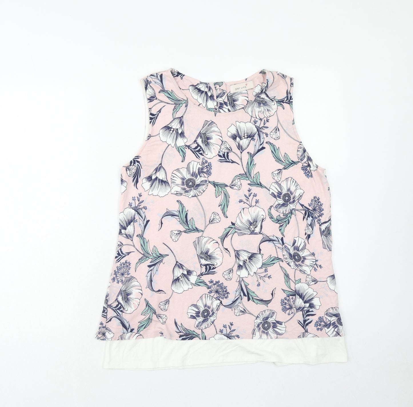 Per Una Womens Pink Floral Viscose Basic Tank Size 14 Round Neck
