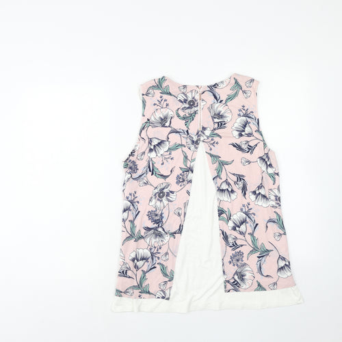Per Una Womens Pink Floral Viscose Basic Tank Size 14 Round Neck
