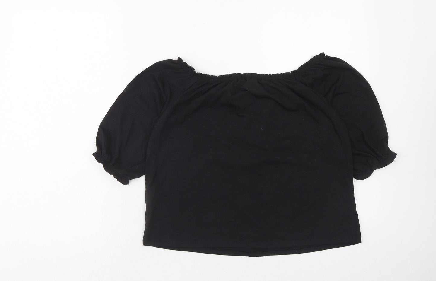 Papaya Womens Black Polyester Basic Blouse Size 12 Round Neck