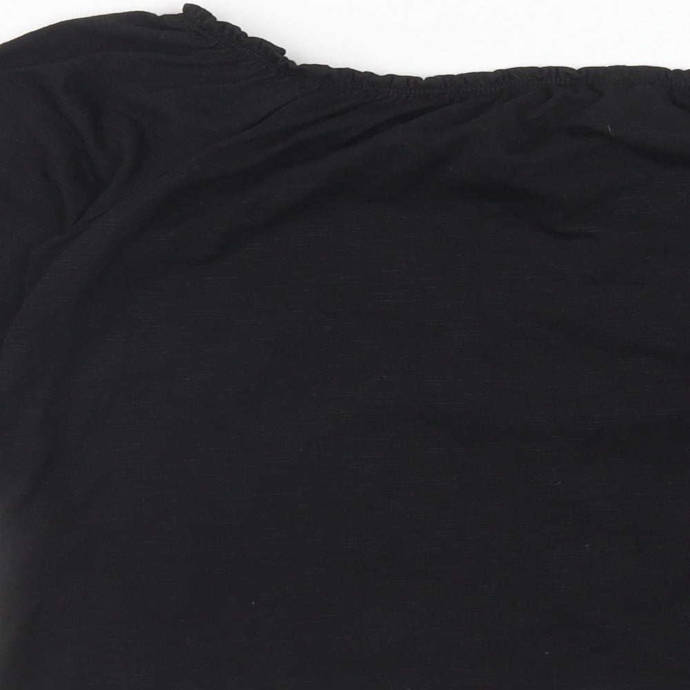 Papaya Womens Black Polyester Basic Blouse Size 12 Round Neck