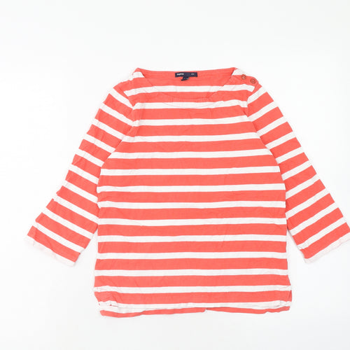 Gap Girls Pink Striped Cotton Basic Blouse Size 13 Years Boat Neck Pullover