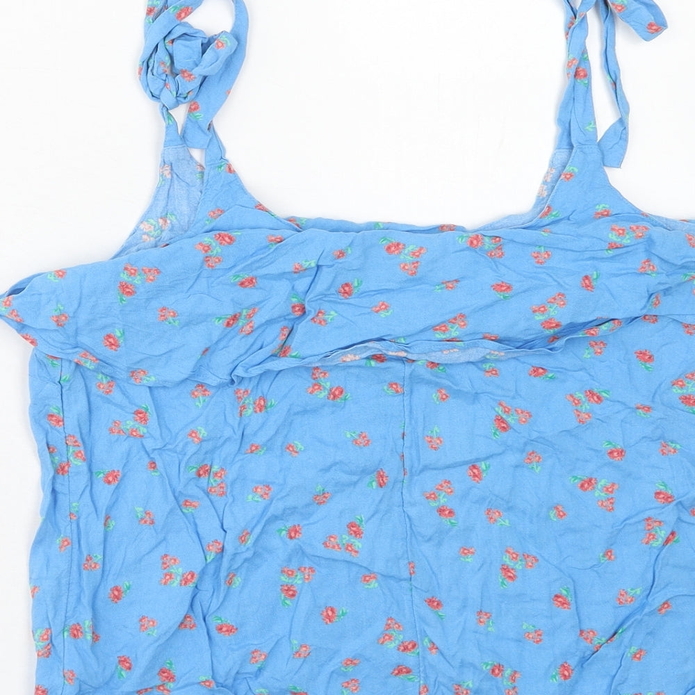 Red Herring Womens Blue Cotton Basic Tank Size 14 Round Neck