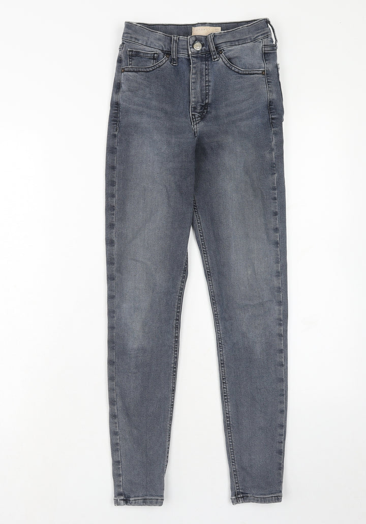 Topshop Womens Grey Cotton Skinny Jeans Size 25 in L32 in Regular Zip