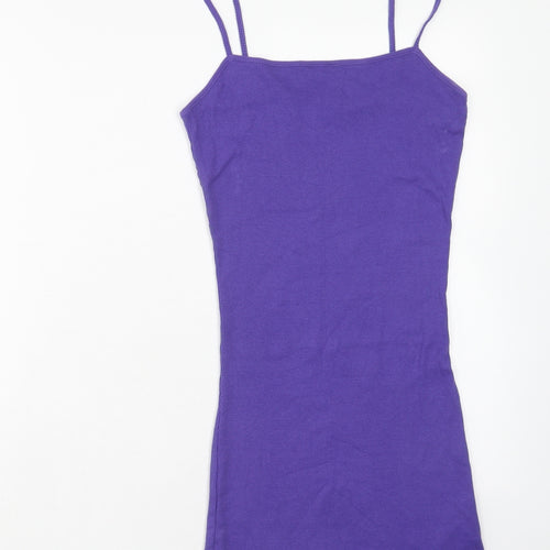 Brave Soul Womens Purple Cotton Tank Dress Size XS Square Neck Pullover