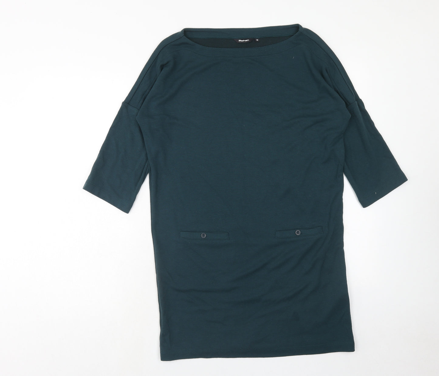 Rohan Womens Green Viscose Jumper Dress Size 10 Round Neck Pullover